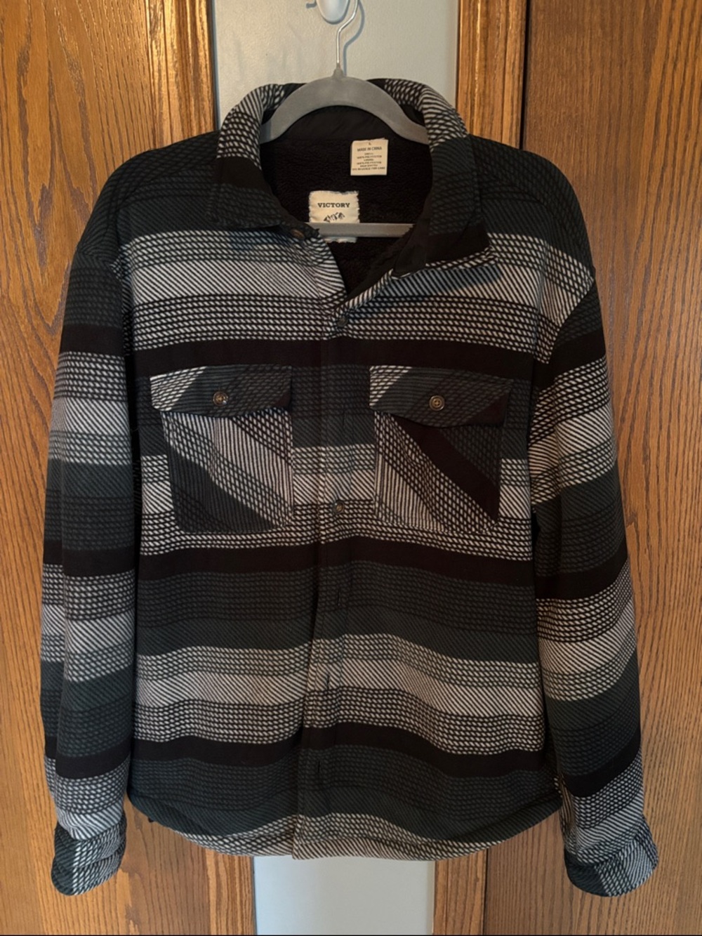 Victory Outfitters Striped Shirt Jacket in Black, Green and Gray